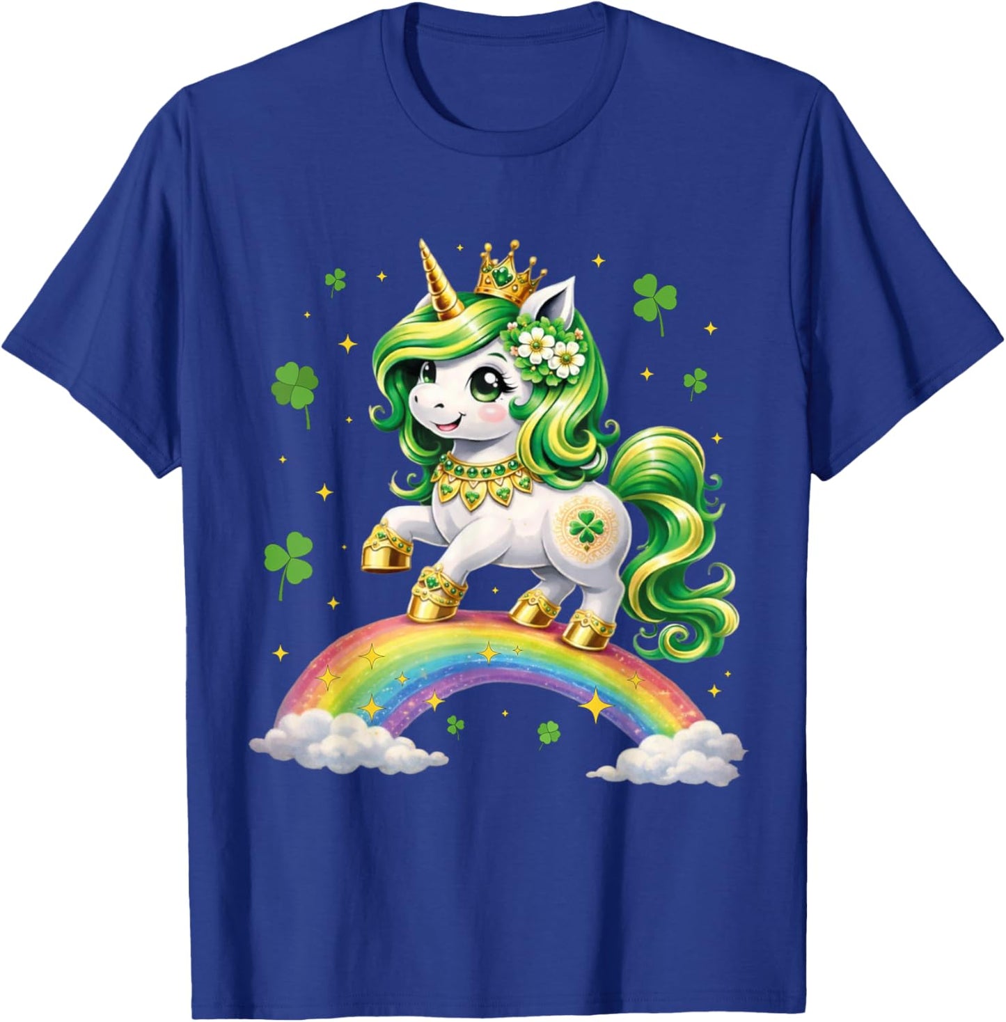 Unicorn Shamrock Cute Lepricorn St Patrick's Day Girls Kids T-Shirt - T-Shirt | Royal