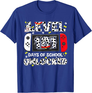 Level Unlocked Game Controller 101 Days School 100 Days T-Shirt - T-Shirt | Royal