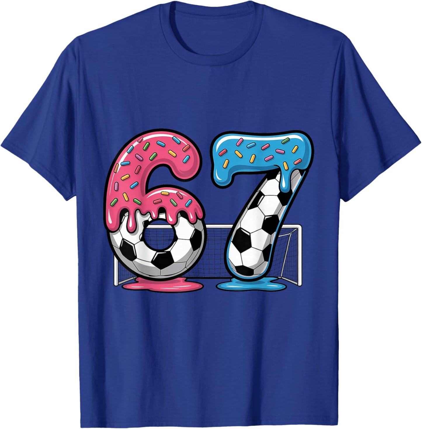 67 Soccer Sport Fan Ice Cream Dripping 6 7 Six Seven Soccer T-Shirt - T-Shirt | Royal