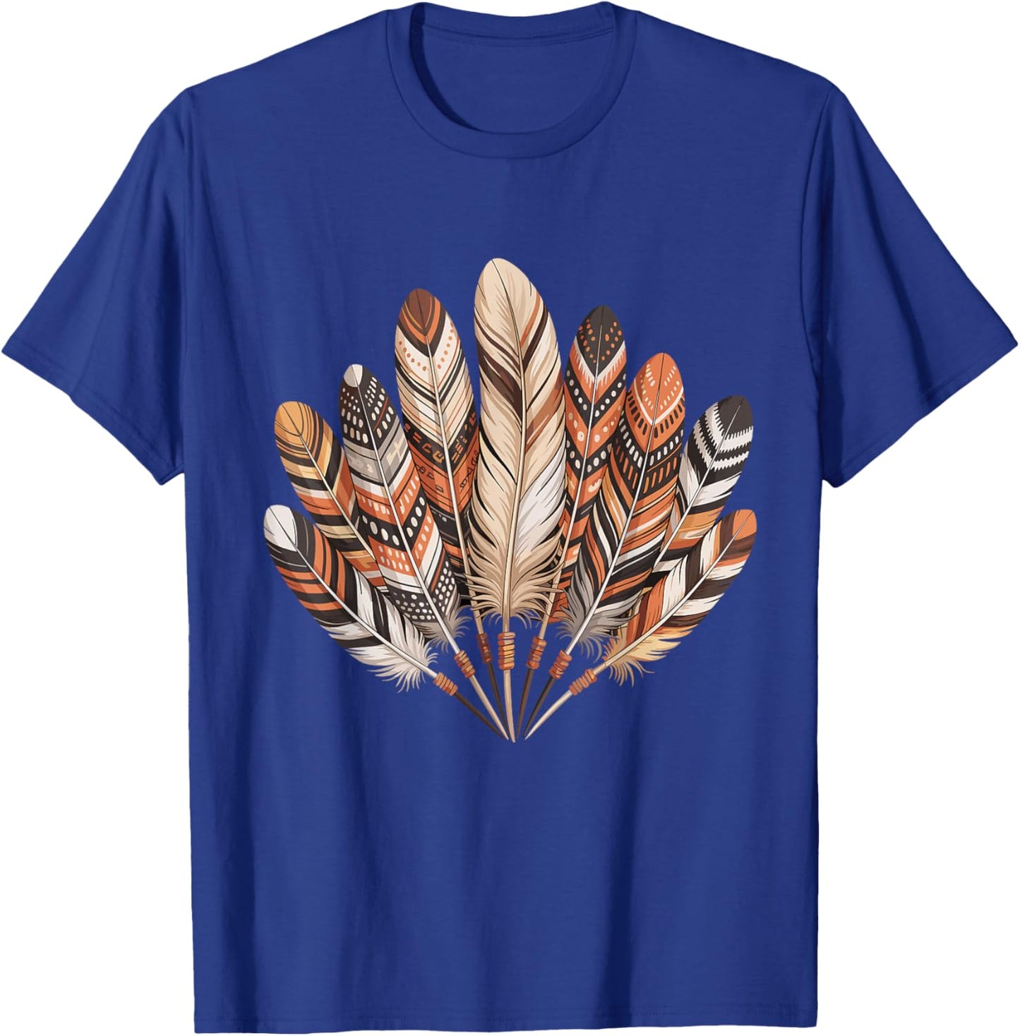Southwest Native American Indian Tribal Colorful Feather T-Shirt - T-Shirt | Royal