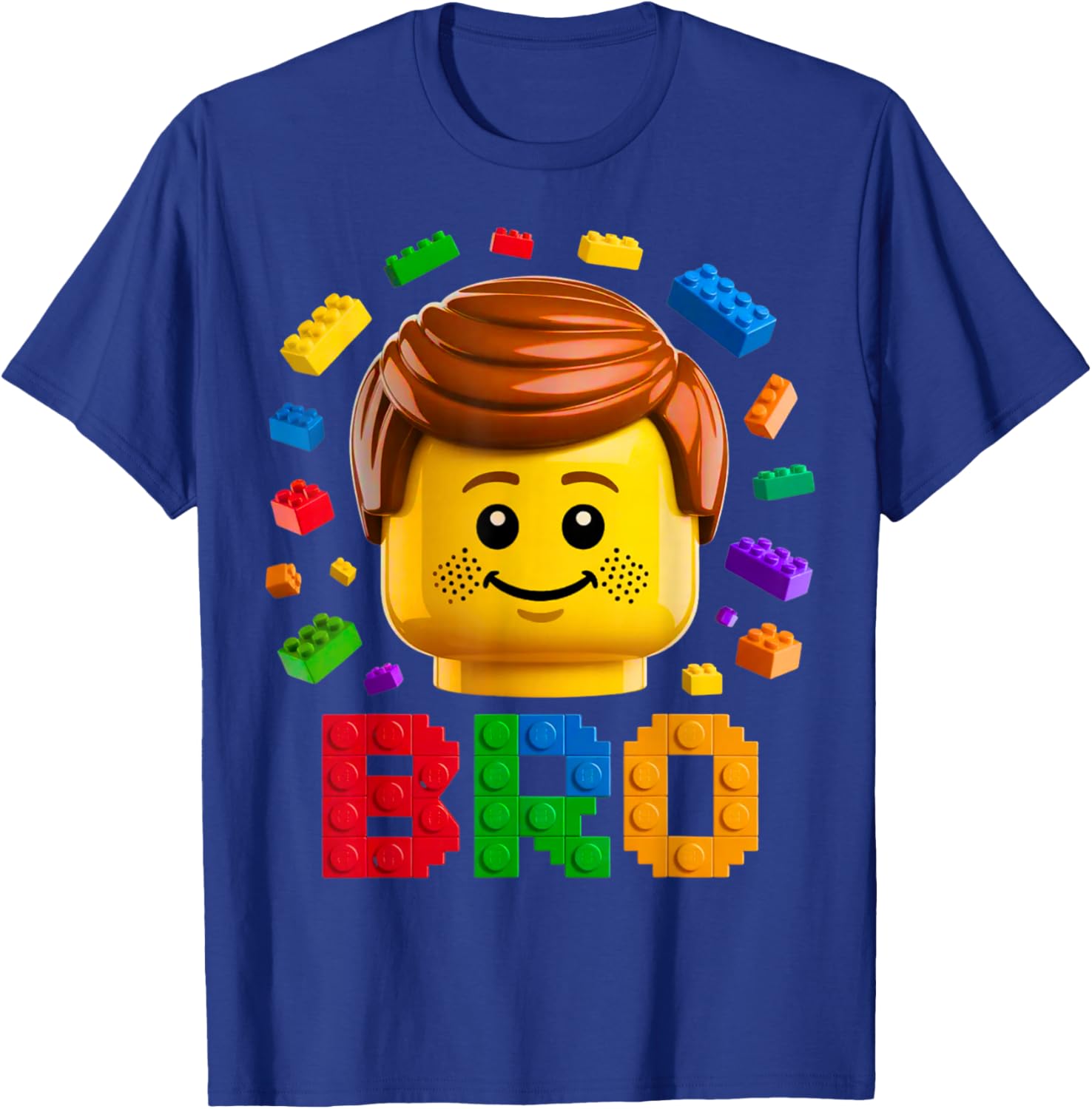 Family Brother Master Builder Building Brick Blocks Boy Kids T-Shirt - T-Shirt | Royal
