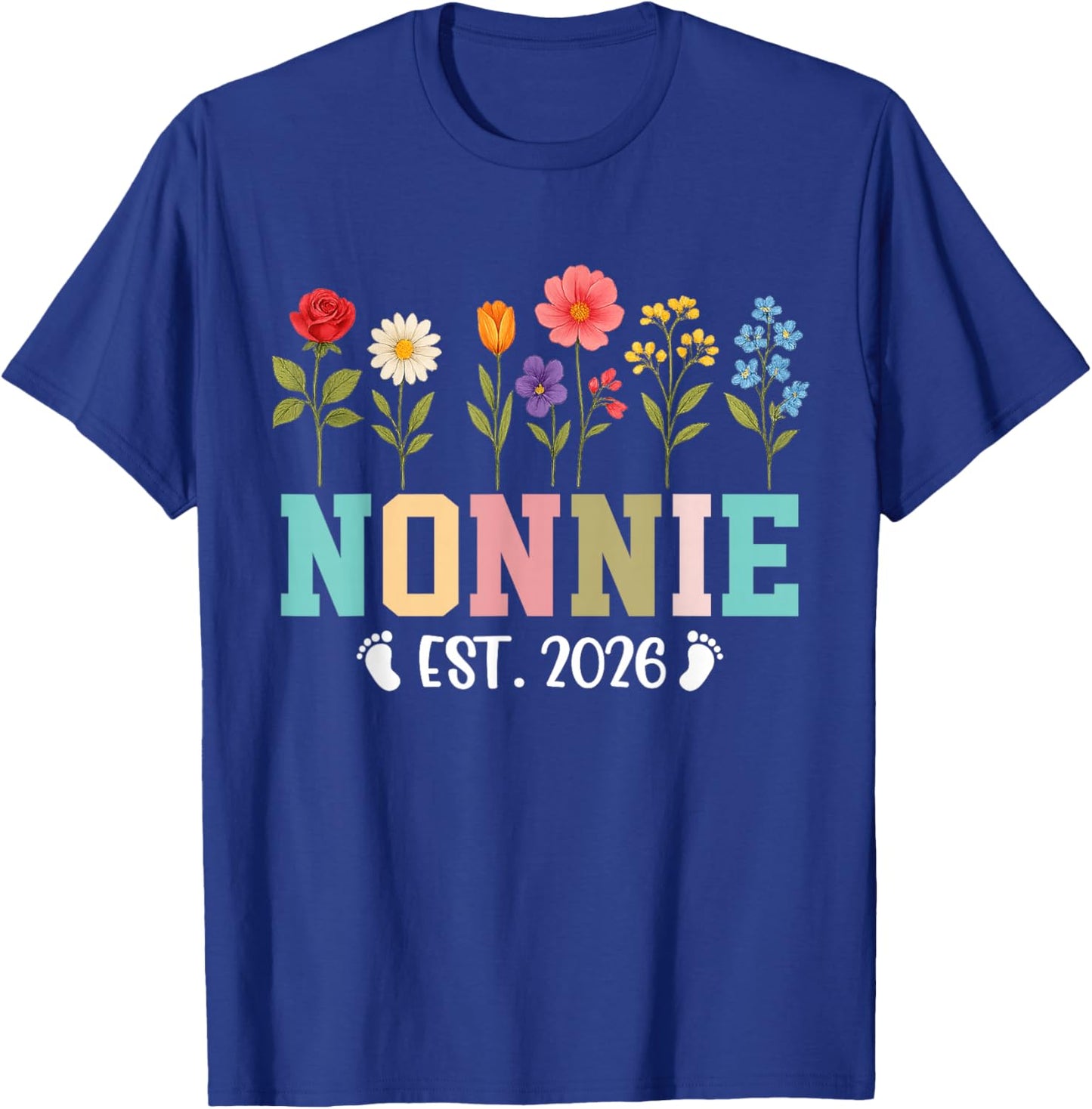 Nonnie 2026 Flower Promoted to Nonnie 2026 T-Shirt - T-Shirt | Royal