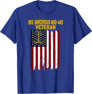 USS Impervious MSO-449 Minesweeper Warship Veterans Day T-Shirt - T-Shirt | Royal