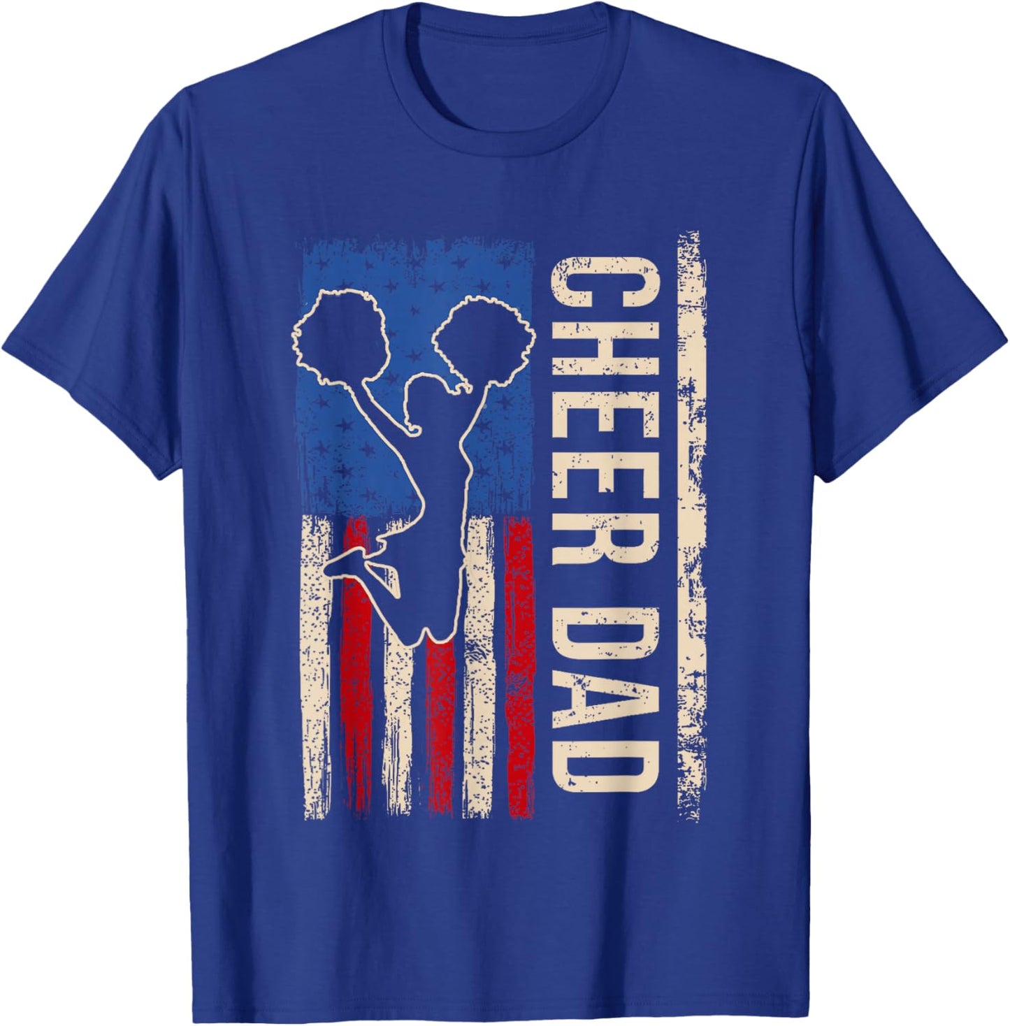Vintage Cheer Dad Cheerleading American Flag Men Design T-Shirt - T-Shirt | Royal