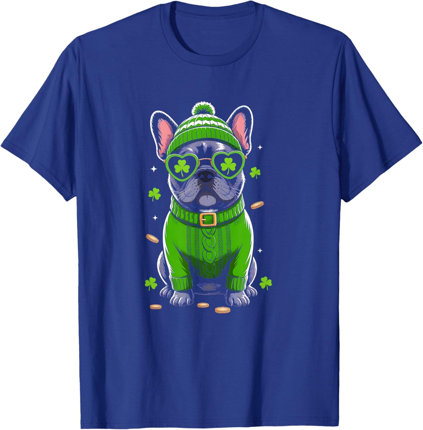French Bulldog Dog St Patricks Day Lucky Shamrock Dog Lover T-Shirt - T-Shirt | Royal