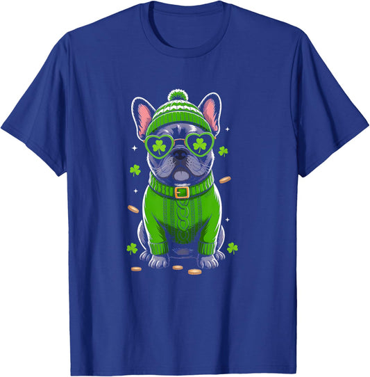French Bulldog Dog St Patricks Day Lucky Shamrock Dog Lover T-Shirt - T-Shirt | Royal