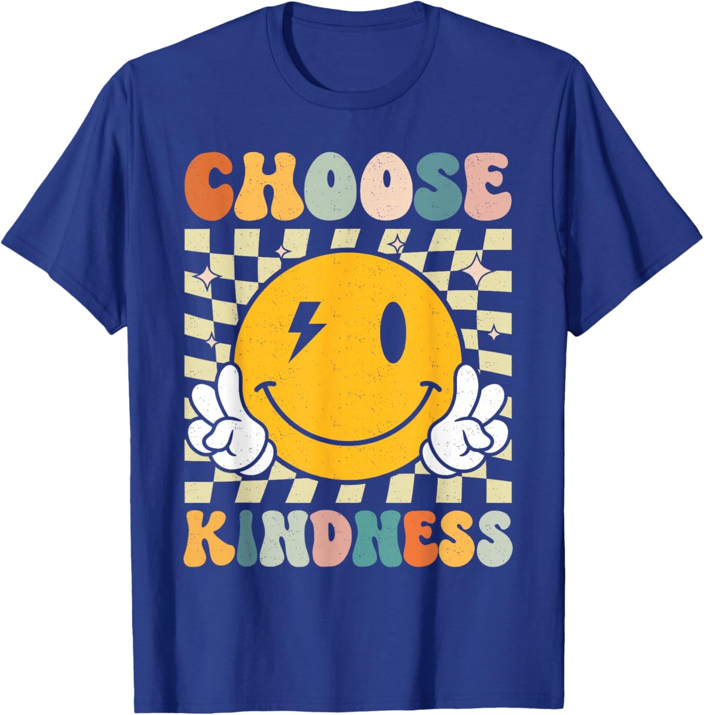 Choose Kindness Smile Face Groovy Be Kind Inspirational Kids T-Shirt - T-Shirt | Royal