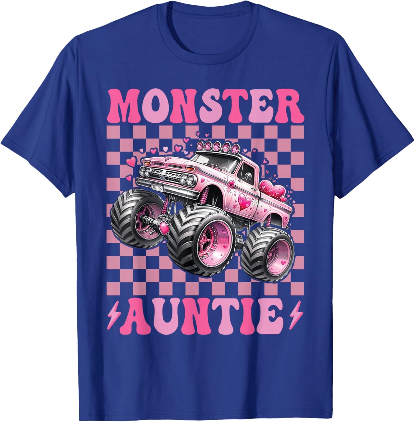 Monster Truck Auntie Family Matching Monster Trucks Birthday T-Shirt - T-Shirt | Royal