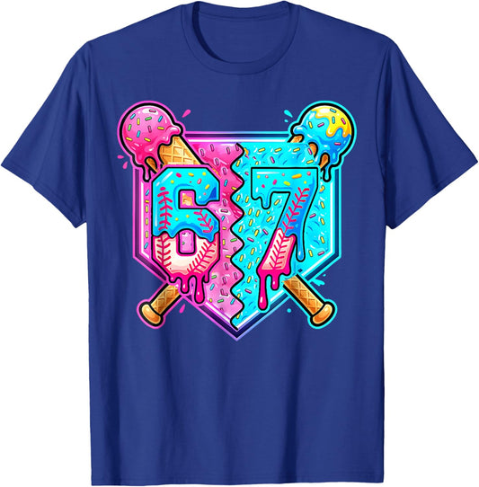 Baseball Drip 67 Six Seven Number 67 Player 67th Birthday T-Shirt - T-Shirt | Royal