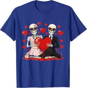 Valentine Skeleton Lover Cute Valentines Day T-Shirt - T-Shirt | Royal
