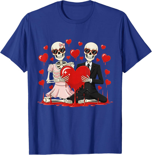 Valentine Skeleton Lover Cute Valentines Day T-Shirt - T-Shirt | Royal