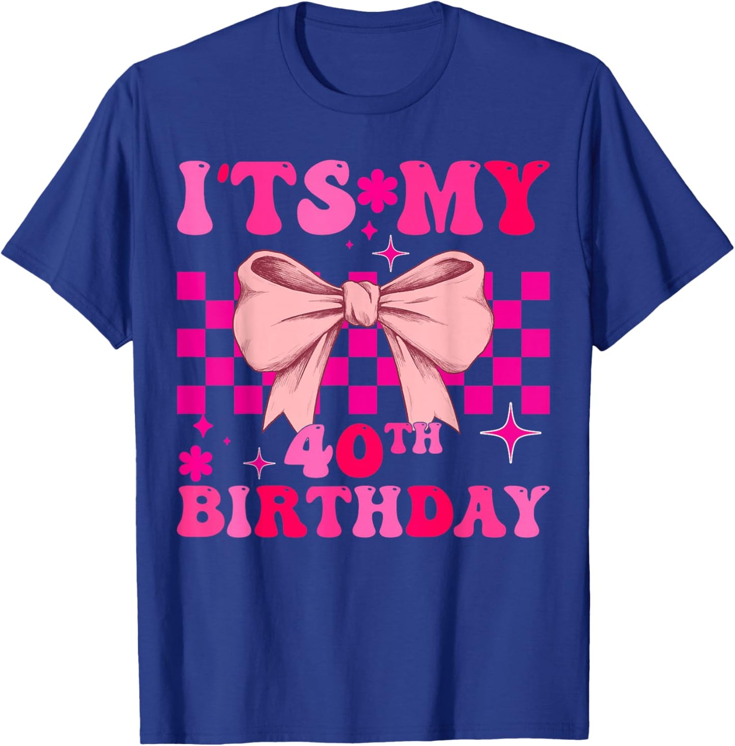 Groovy It’s My 40th Birthday Coquette Bow Girls T-Shirt - T-Shirt | Royal