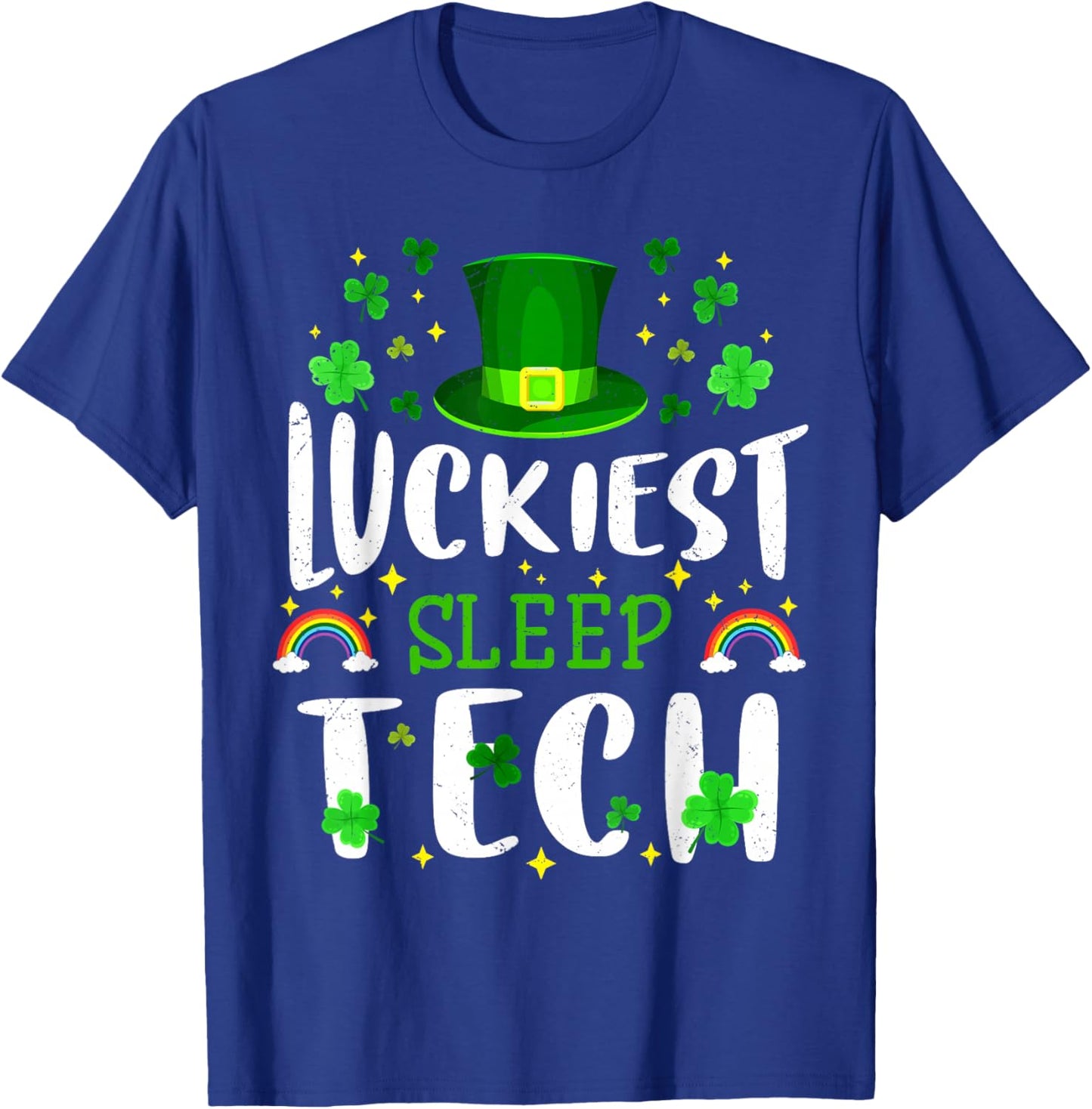 Luckiest Sleep Tech St Patricks Day Leprechaun T-Shirt - T-Shirt | Royal