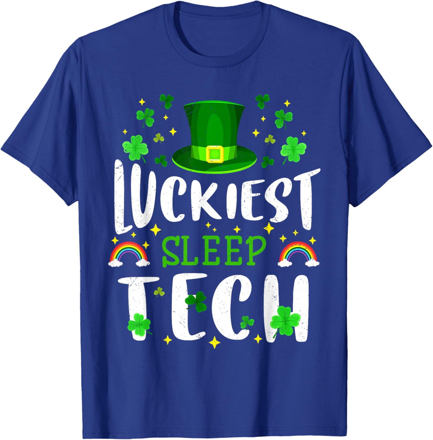 Luckiest Sleep Tech St Patricks Day Leprechaun T-Shirt - T-Shirt | Royal