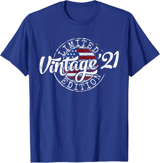 Vintage 2021 Stamp 5th Birthday Gift Boy Girl 5 Year Old T-Shirt - T-Shirt | Royal