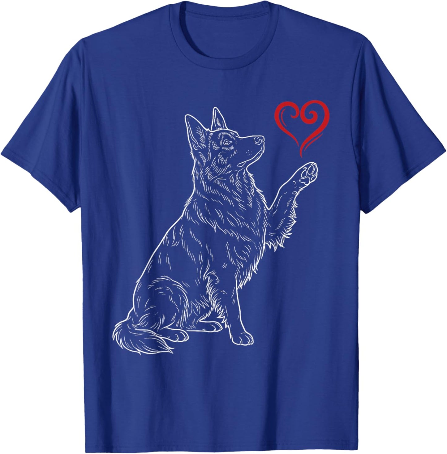 German Shepherd Lover Dog Art Holding Heart Valentines T-Shirt - T-Shirt | Royal