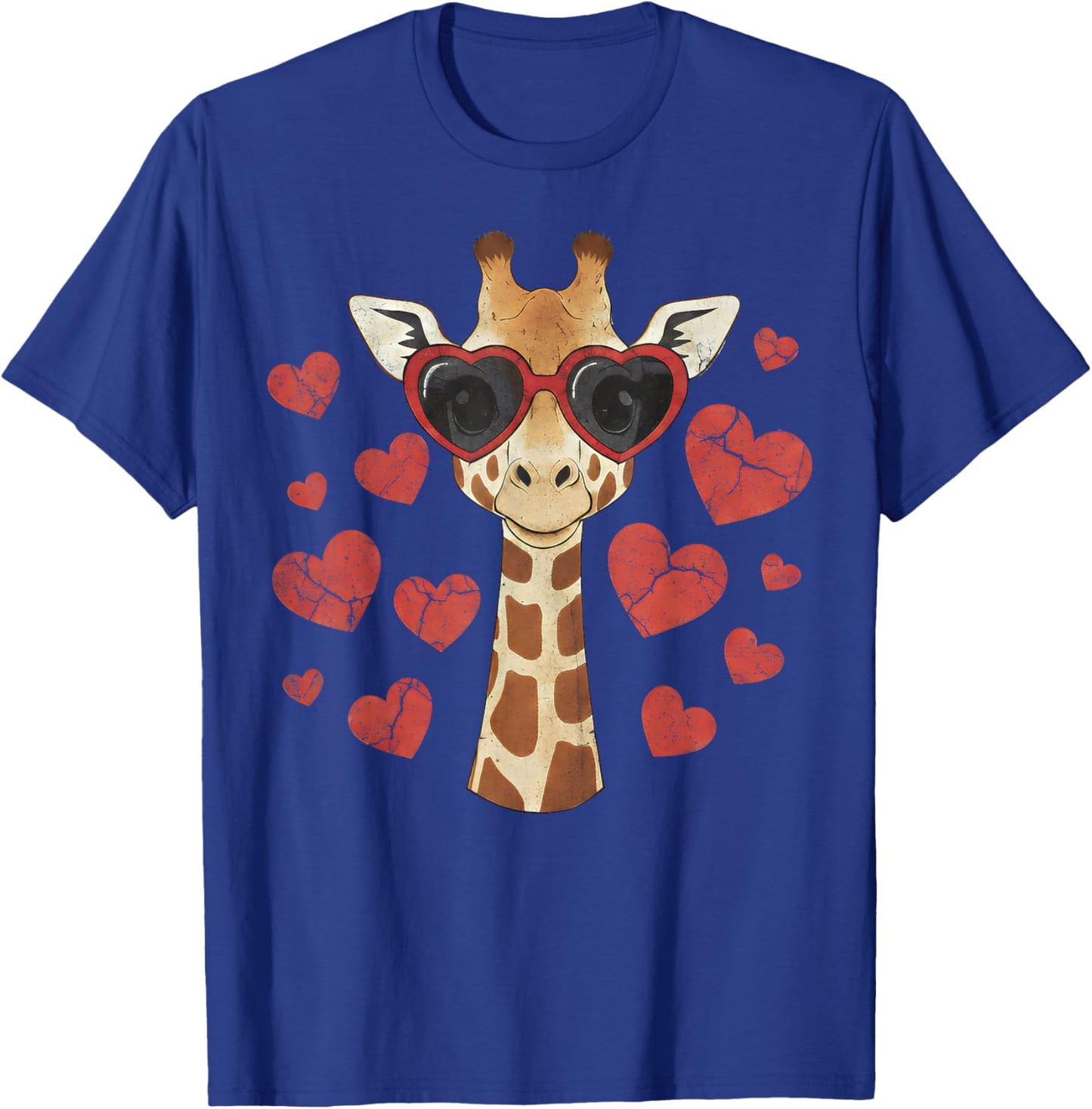 Giraffe Heart Glasses Cute Valentines Day Animal Lover T-Shirt - T-Shirt | Royal