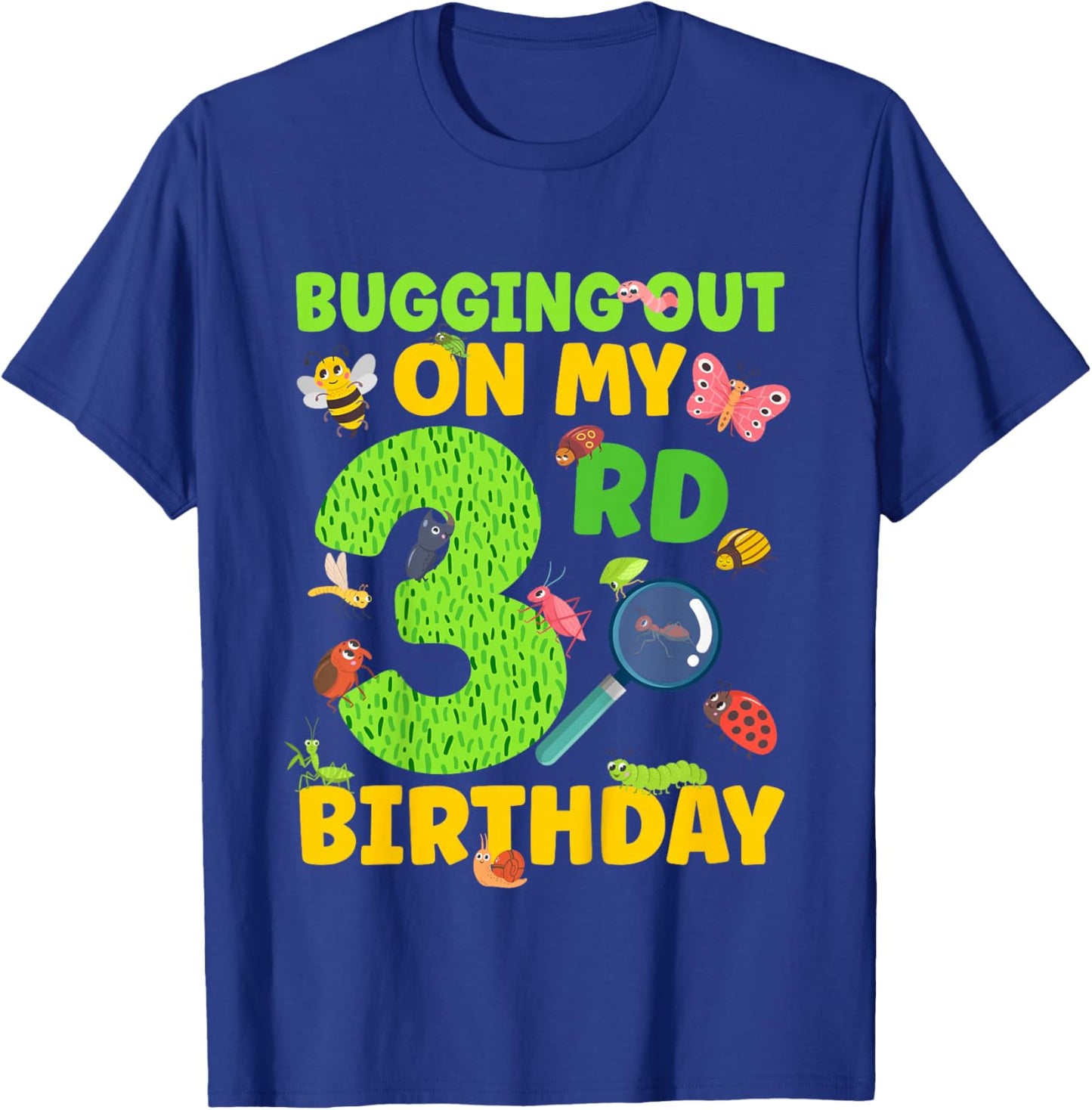3rd Bug Birthday Party 3 Year Old Bugs Birthday T-Shirt - T-Shirt | Royal