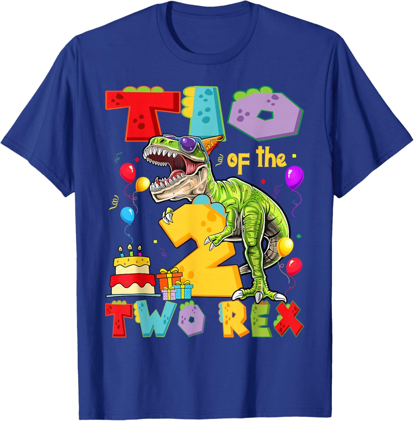 TIO of The Two Rex 2nd Birthday Boy Dinosaur T-Rex T-Shirt - T-Shirt | Royal