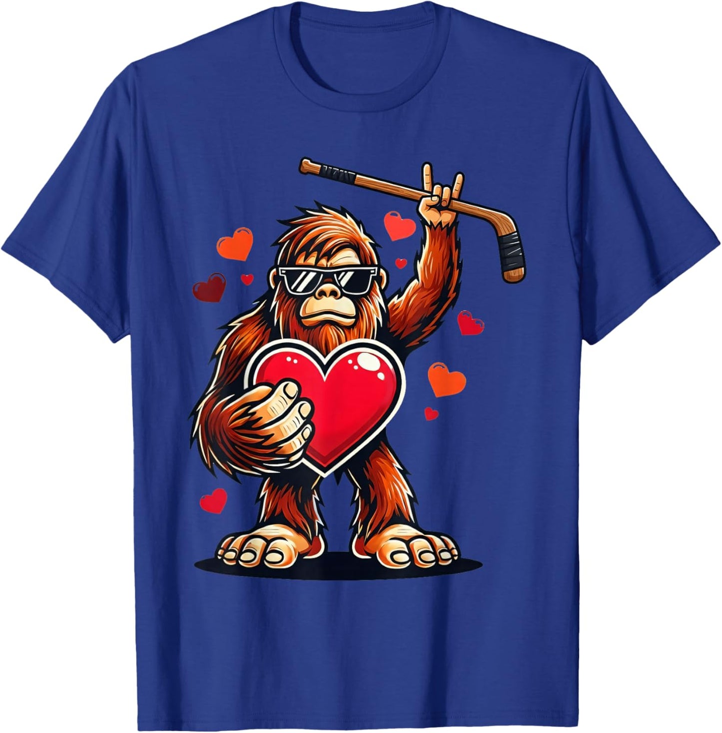 Ice Hockey Valentine 67 Six Seven Bigfoot Funny Heart Boys T-Shirt - T-Shirt | Royal