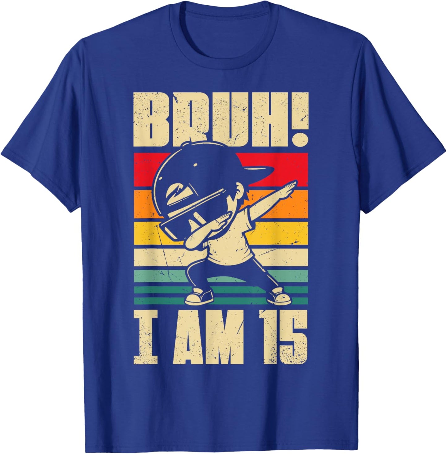 Bruh I Am 15 Year Old Dabbing Boy 15th Birthday Decorations T-Shirt - T-Shirt | Royal