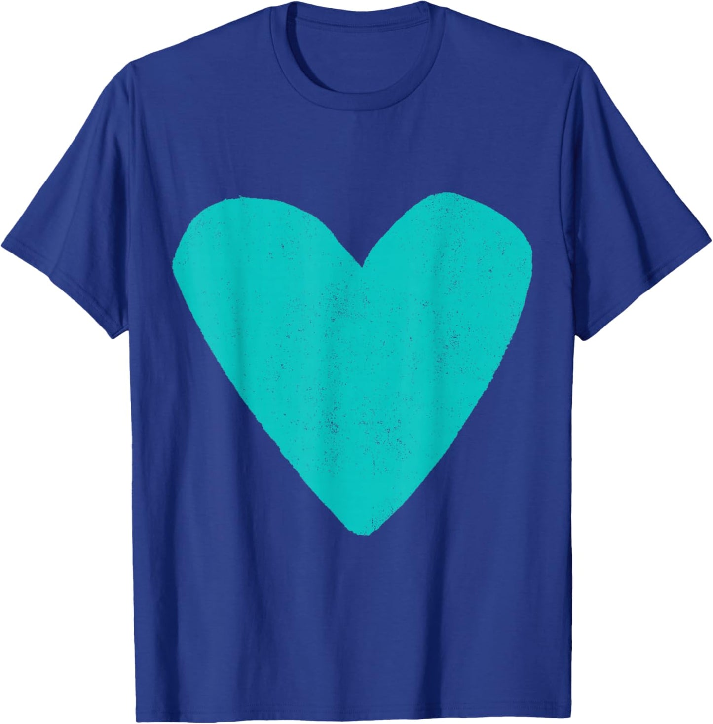 Love Heart Teal Turquoise Color Black T-Shirt - T-Shirt | Royal