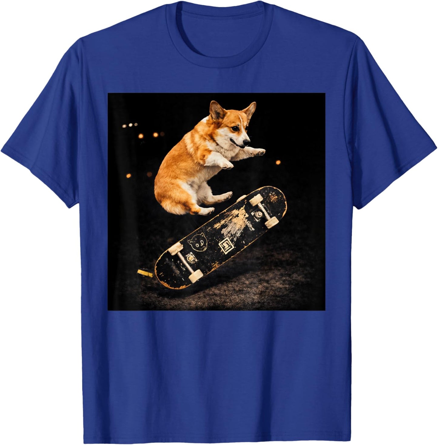 Corgi Skateboarding Funny Dog Street Style Dog Art T-Shirt - T-Shirt | Royal
