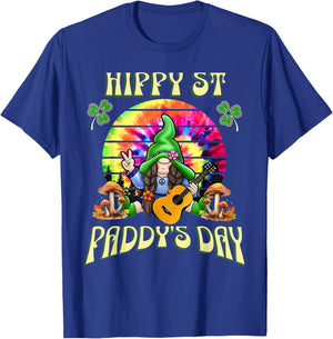 Hippy St Paddy's Day Tie Dye Gnome Guitar St Patrick Hippie T-Shirt - T-Shirt | Royal