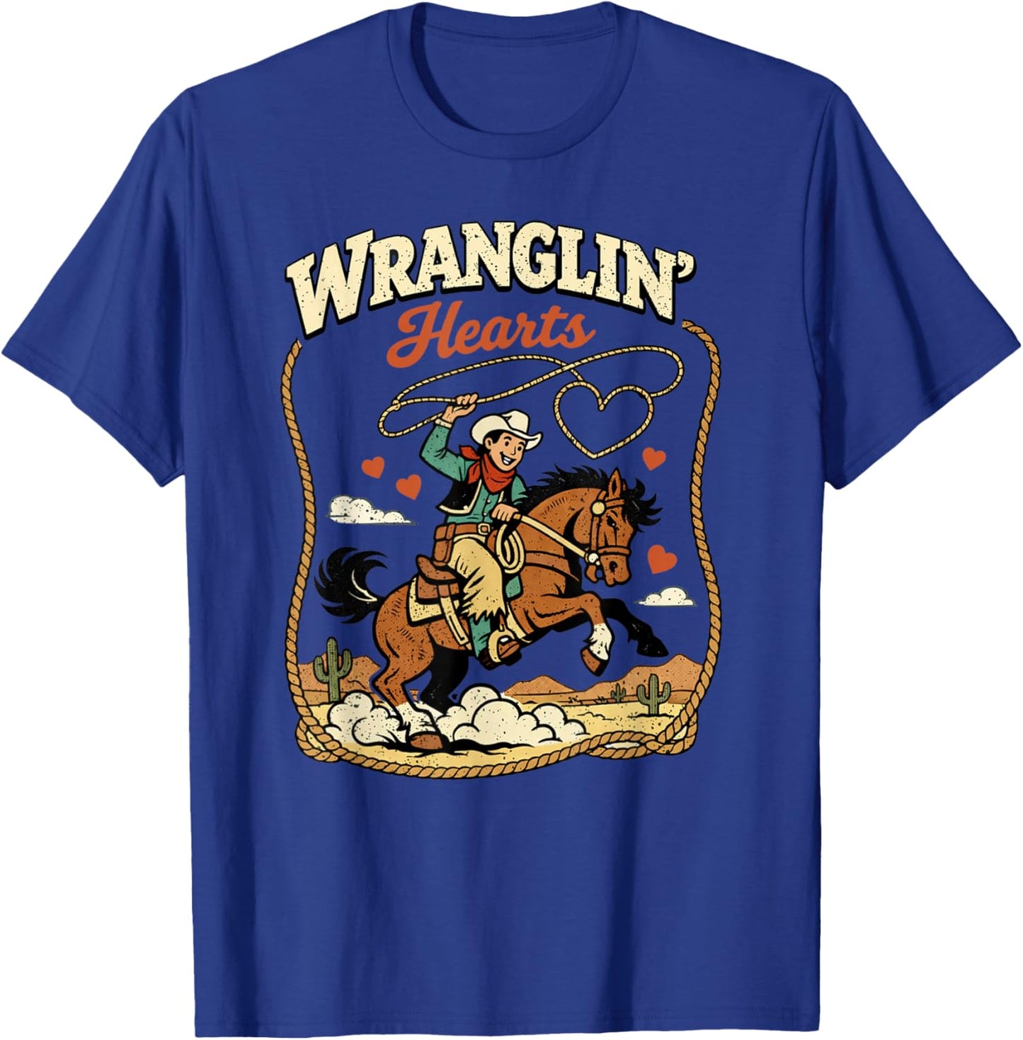 Wranglin Hearts Cowboy Western Valentine Boy Country Design T-Shirt - T-Shirt | Royal
