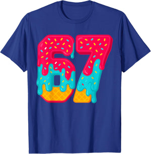 67 Ice Cream Drip Meme Funny Six Seven Gen Alpha Slang Gifts T-Shirt - T-Shirt | Royal