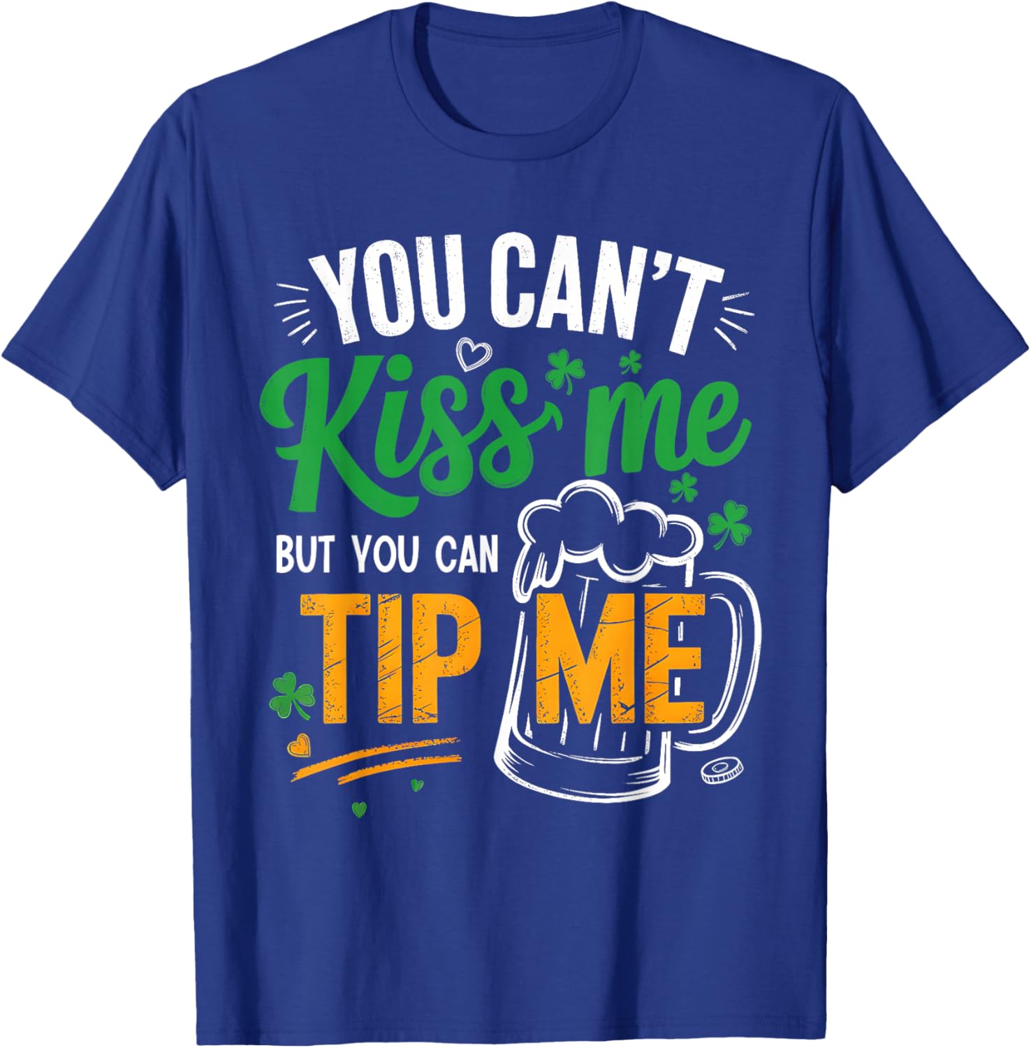 St Patrick's Day Lucky Shamrock Waitress Bartender Waiter T-Shirt - T-Shirt | Royal