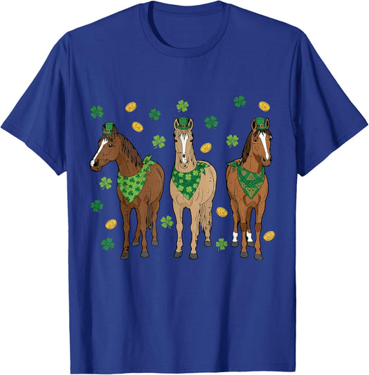 St Patrick's Day Horses Equestrian Women Girls Kids Men T-Shirt - T-Shirt | Royal
