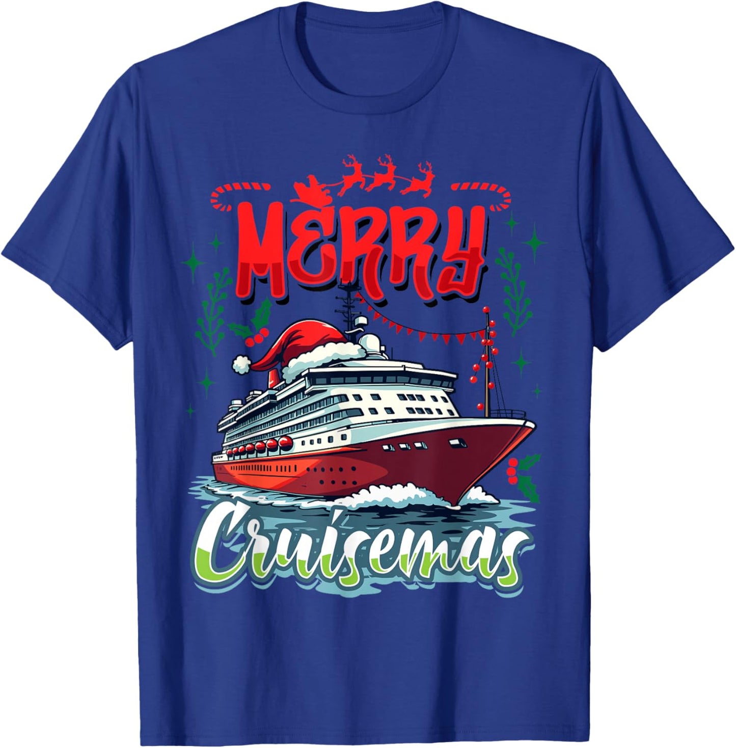 Merry Cruisemas 2025 Christmas Santa Reindeer Cruise T-Shirt - T-Shirt | Royal