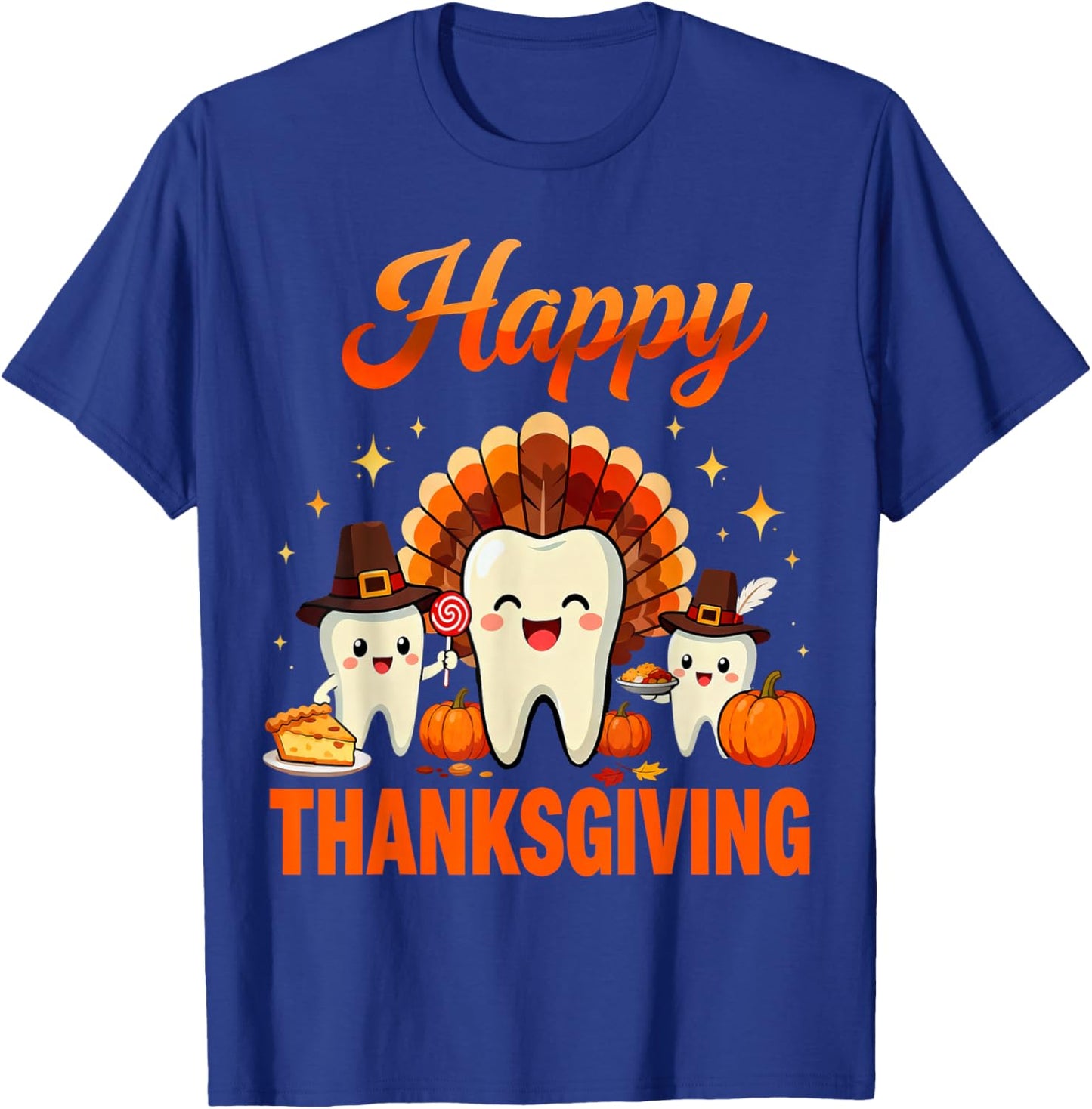Funny Dental Turkey RDH Happy Thanksgiving Dentist Tooth T-Shirt - T-Shirt | Royal