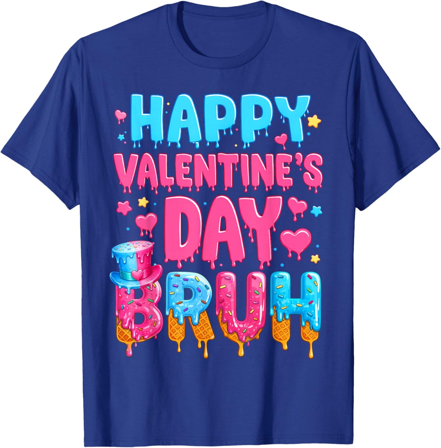 Happy Valentines Day Bruh Ice Cream Drip Valentine Kids Boys T-Shirt - T-Shirt | Royal
