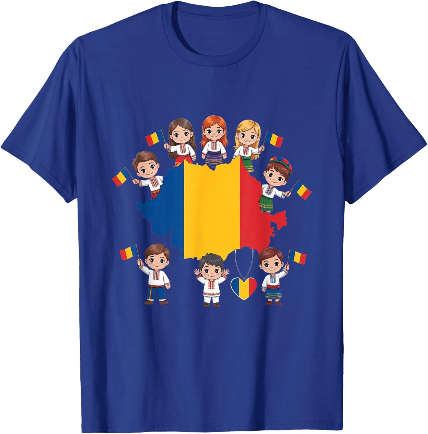 Romanian Kids Traditional Costume Flag Pride T-Shirt - T-Shirt | Royal