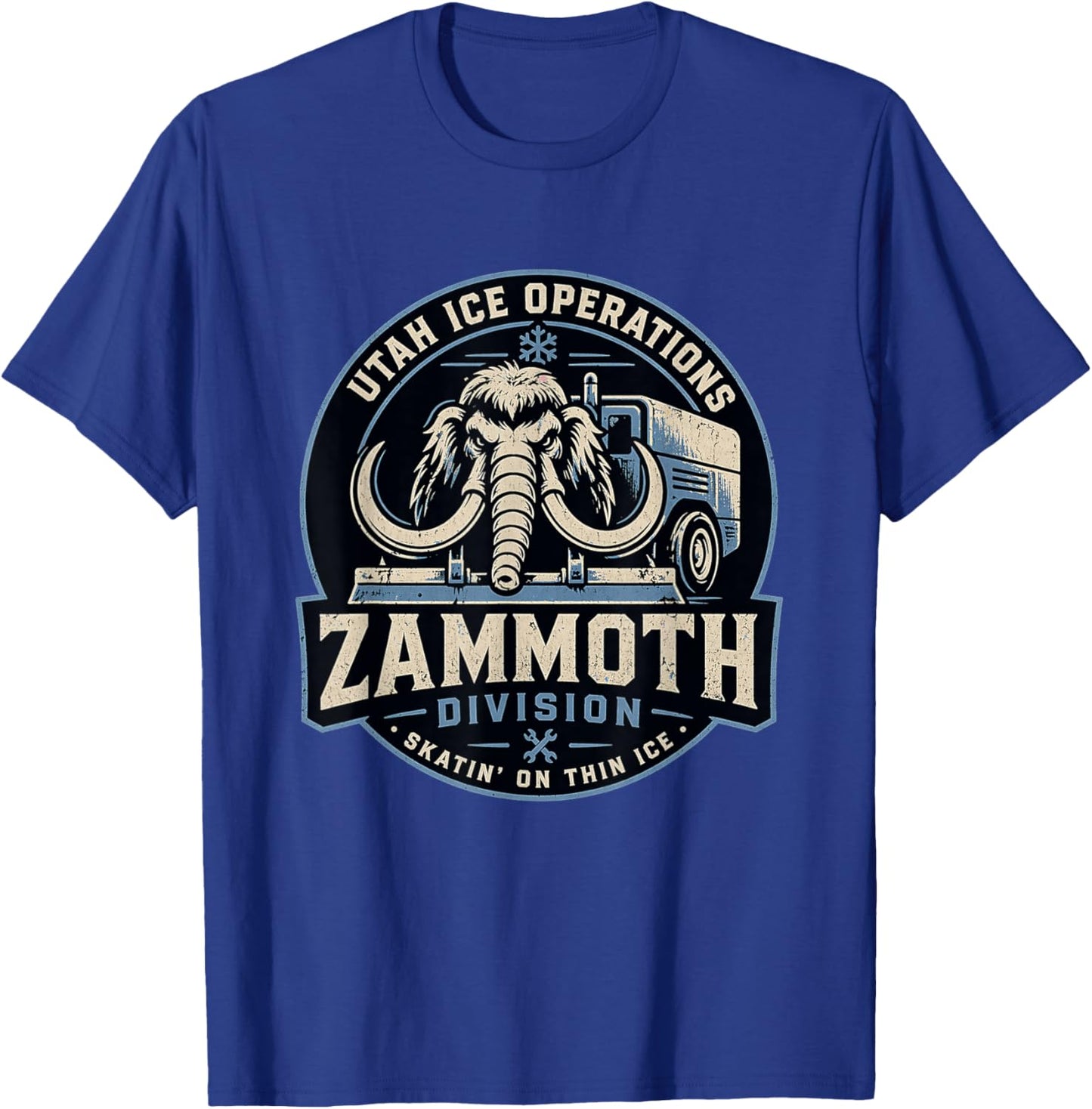 Zammoth Crew Mammoth Ice Machine Utah Fan Funny Hockey T-Shirt - T-Shirt | Royal