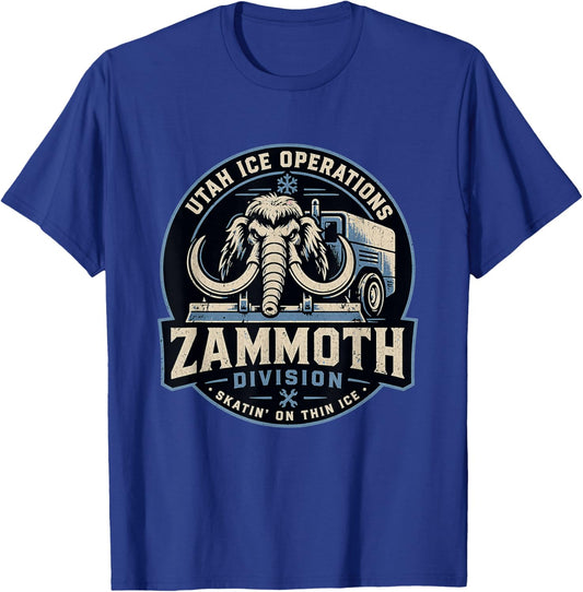 Zammoth Crew Mammoth Ice Machine Utah Fan Funny Hockey T-Shirt - T-Shirt | Royal