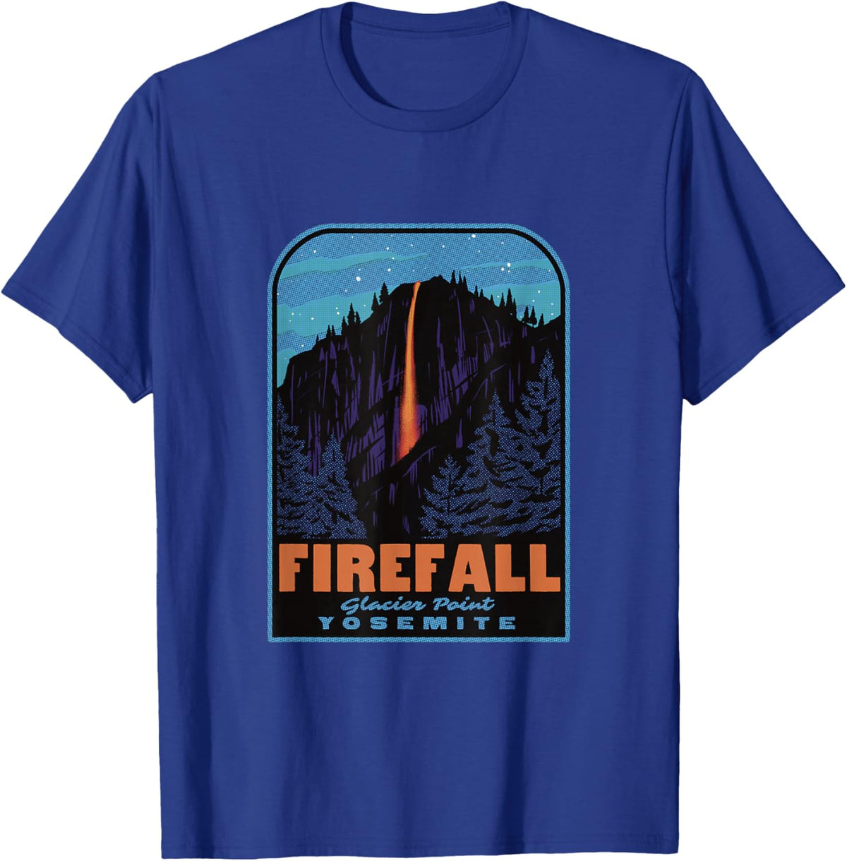 Historic Yosemite Firefall Glacier Point T-Shirt - T-Shirt | Royal