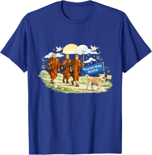 Walk for Peace Monks with Aloka Dog T-Shirt - T-Shirt | Royal