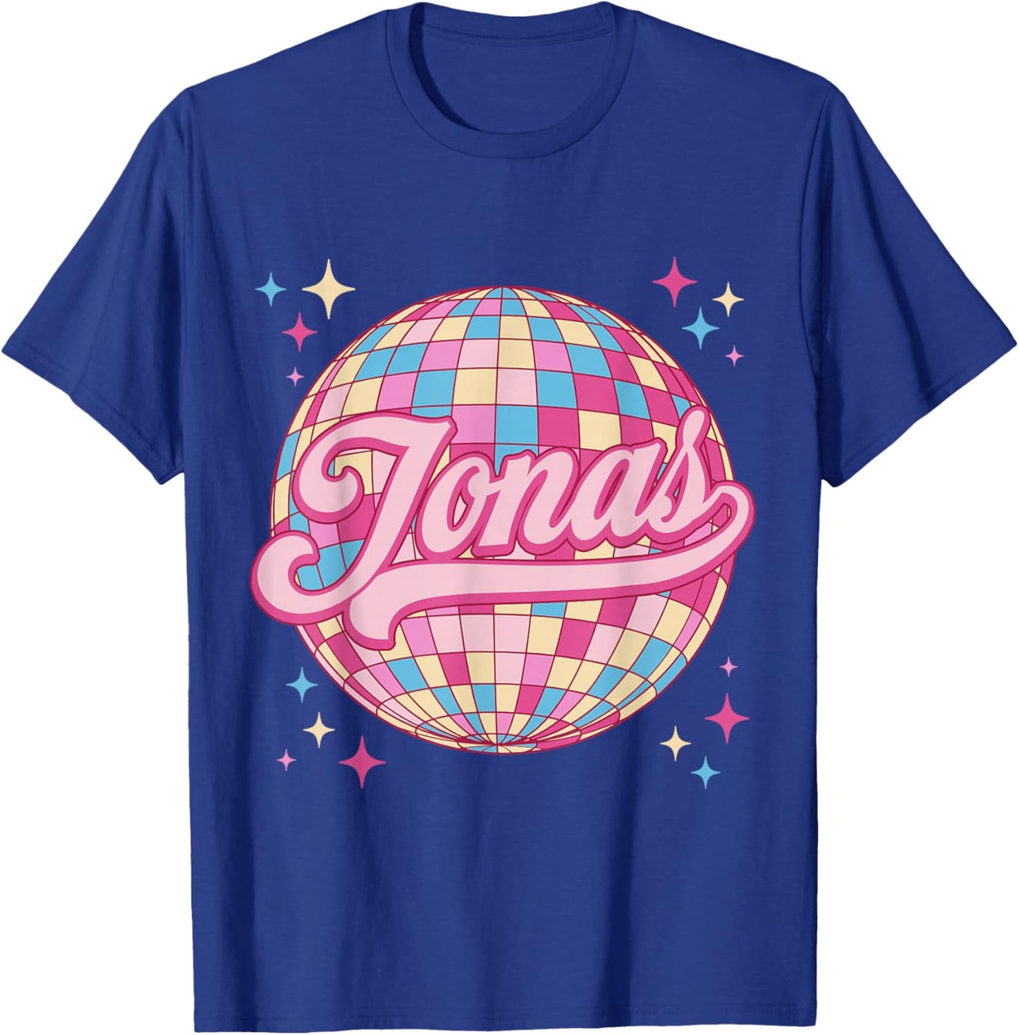 Retro Jonas First Name Personalized Disco 80s Birthday T-Shirt - T-Shirt | Royal