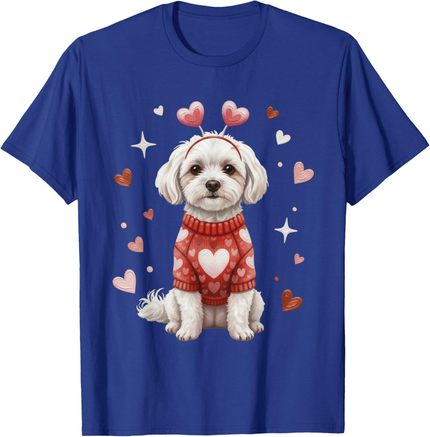Cute Maltese Valentine Heart Valentines Day T-Shirt - T-Shirt | Royal