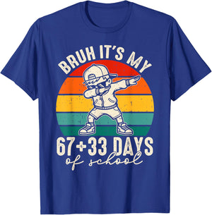 Bruh Its My 67 +33 Days of School 100th Day Dab Kids Boys T-Shirt - T-Shirt | Royal