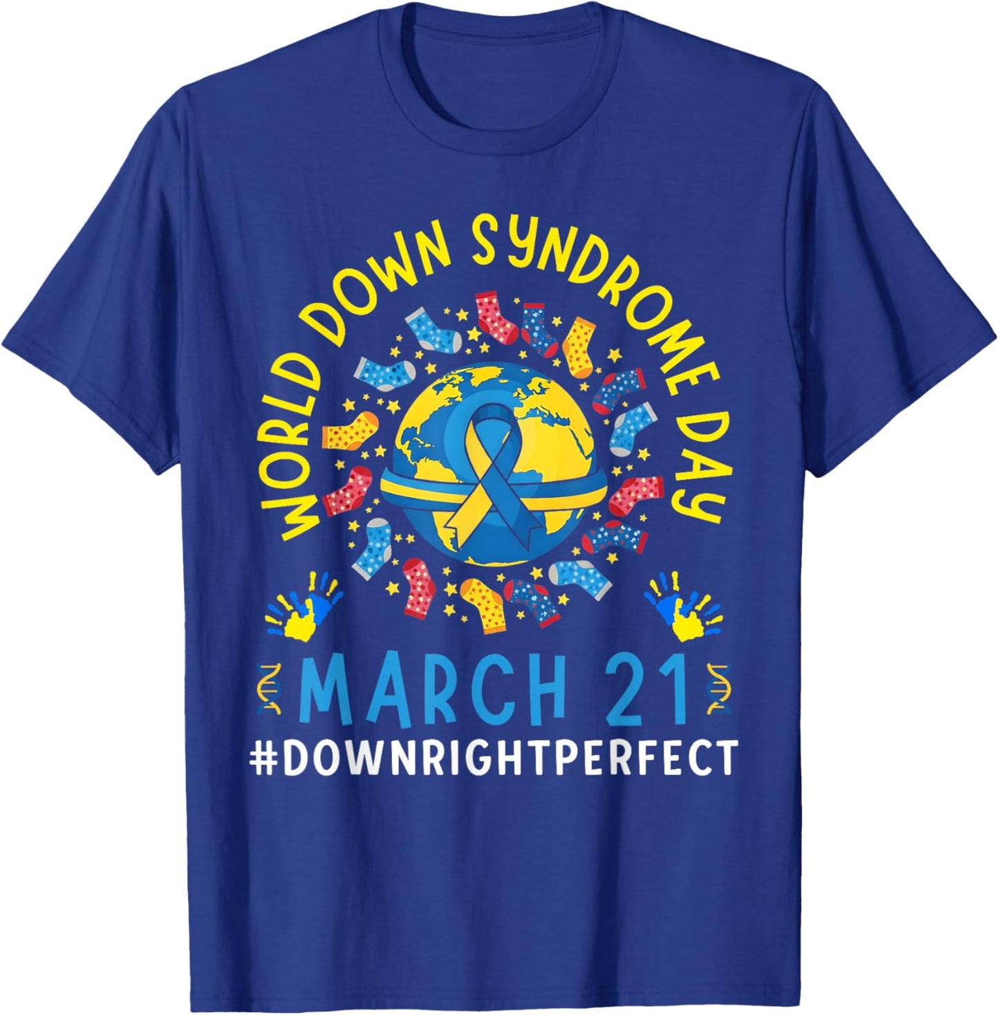 Funny Ribbon World Down Syndrome Day Awareness Support Kids T-Shirt - T-Shirt | Royal