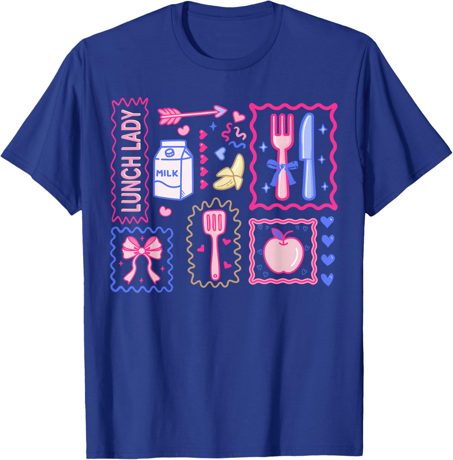 Lunch Lady Valentines Day Coquette Cute Cafeteria Squad T-Shirt - T-Shirt | Royal