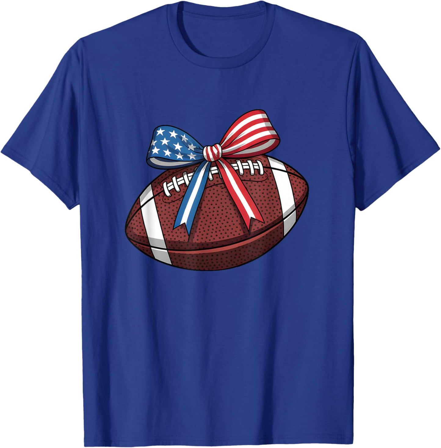 Football Bow Patriotic Women Football Coquette T-Shirt - T-Shirt | Royal