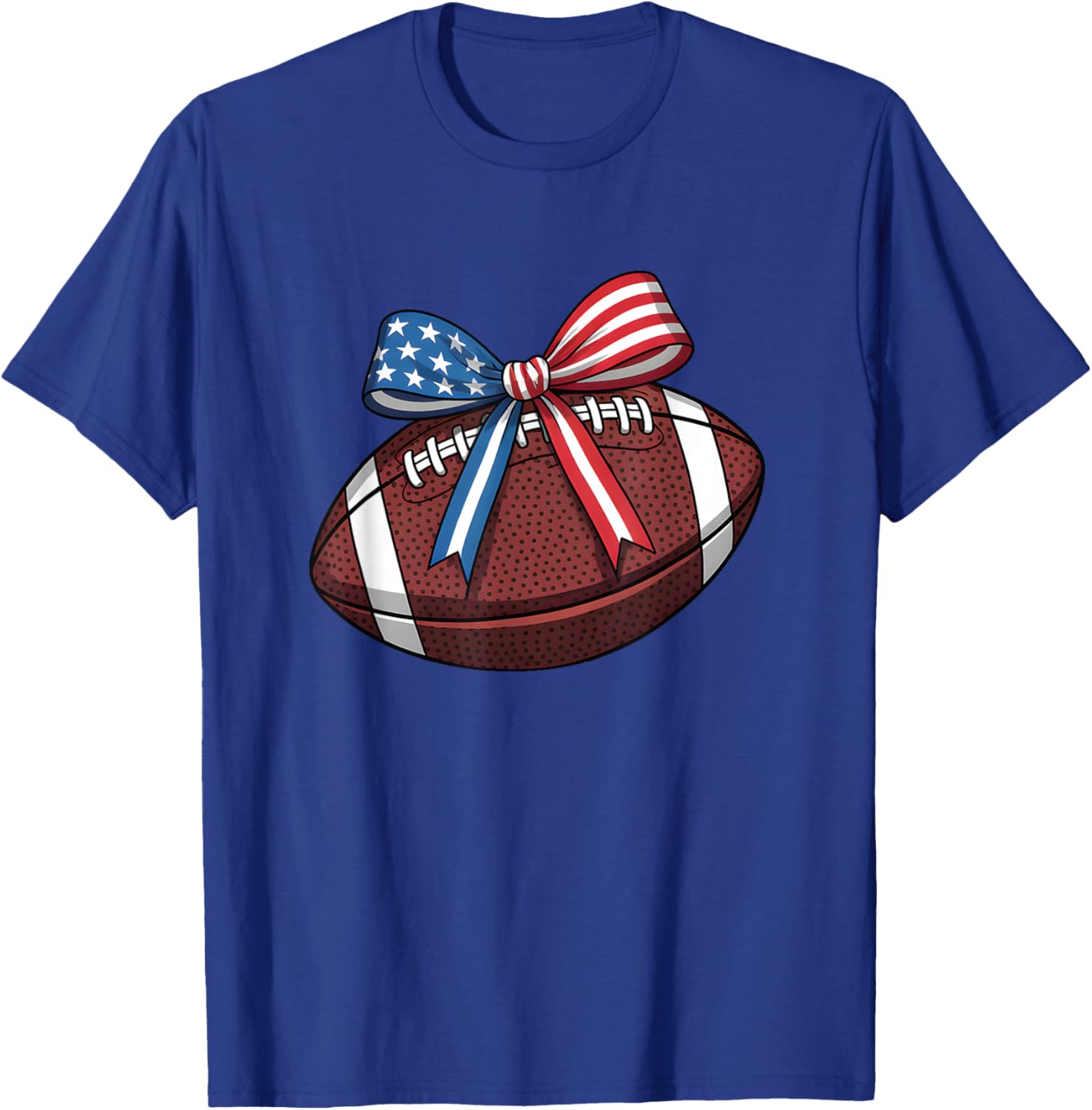 Football Bow Patriotic Women Football Coquette T-Shirt - T-Shirt | Royal
