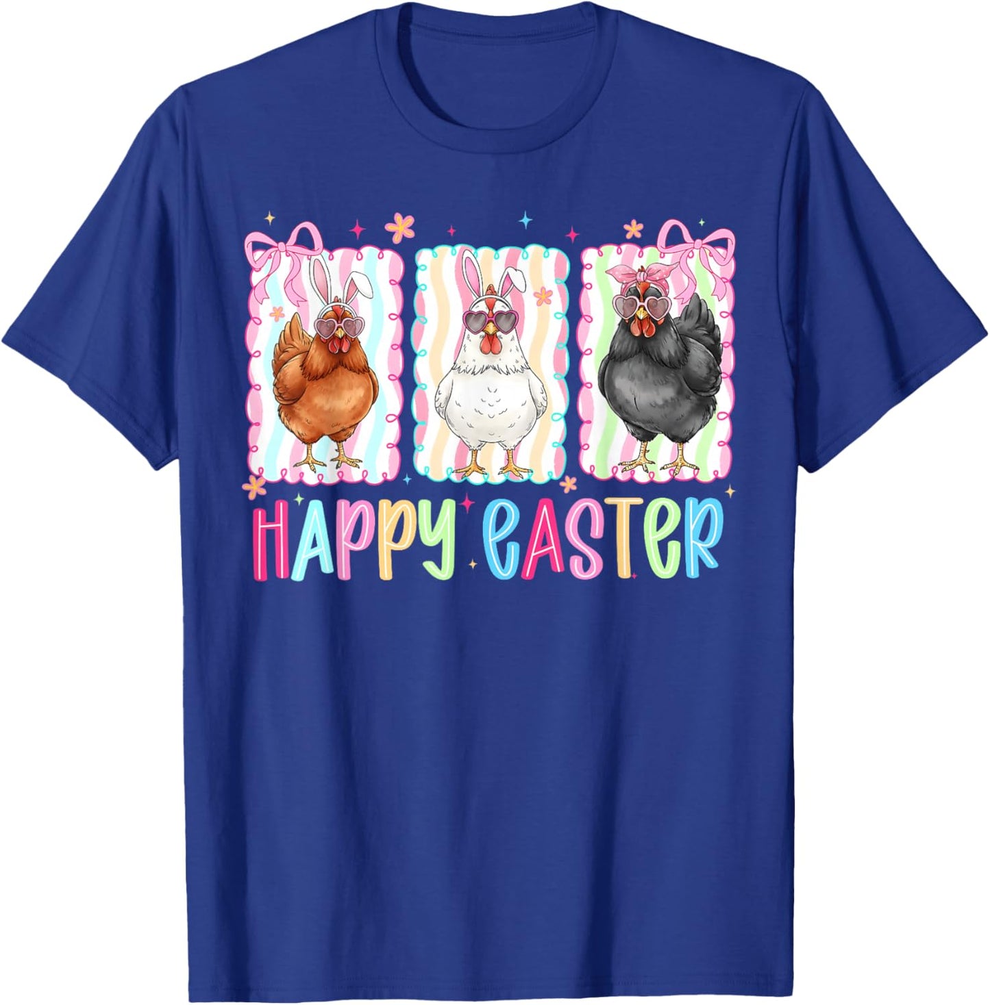 Preppy Happy Easter Chicken Coquette Bow Cute Farmer Girly T-Shirt - T-Shirt | Royal