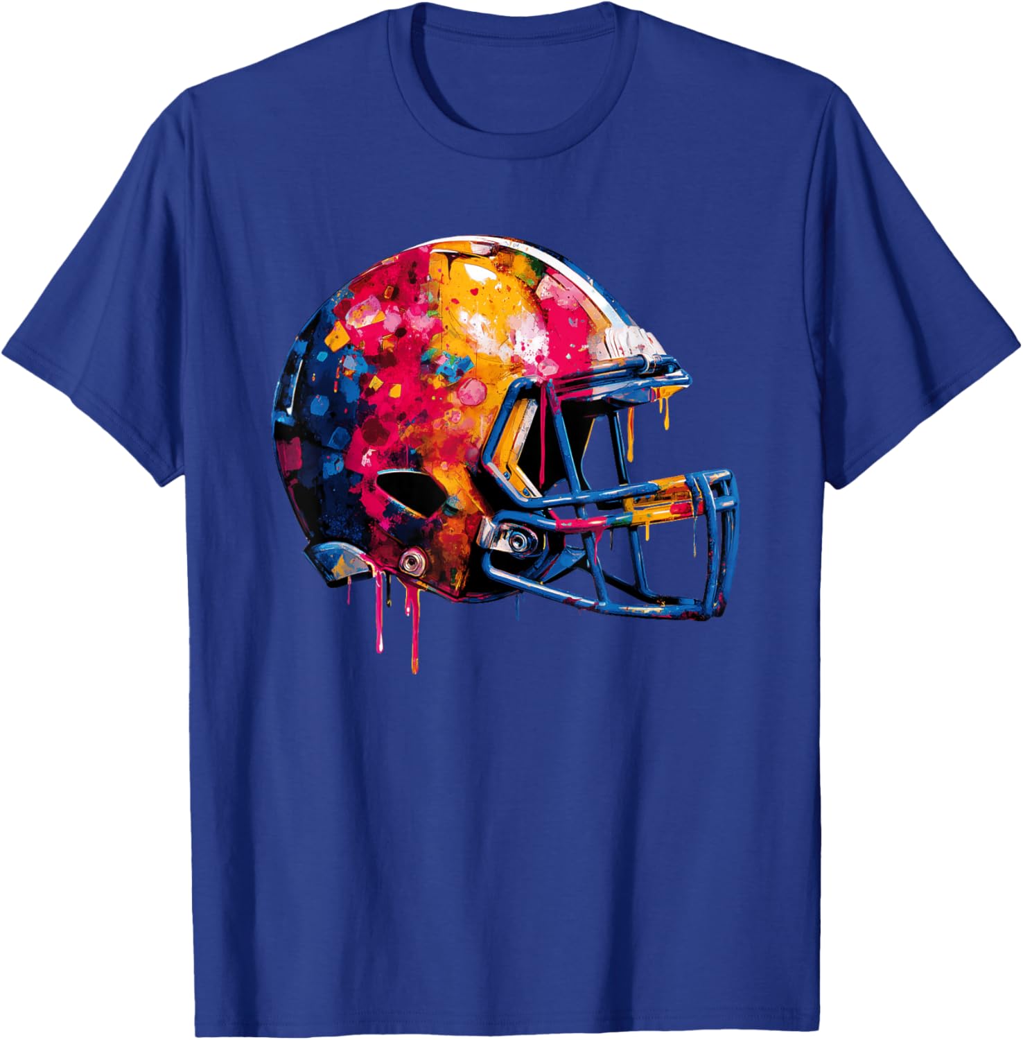 Football Helmet Drip Game Day Graphic T-Shirt - T-Shirt | Royal