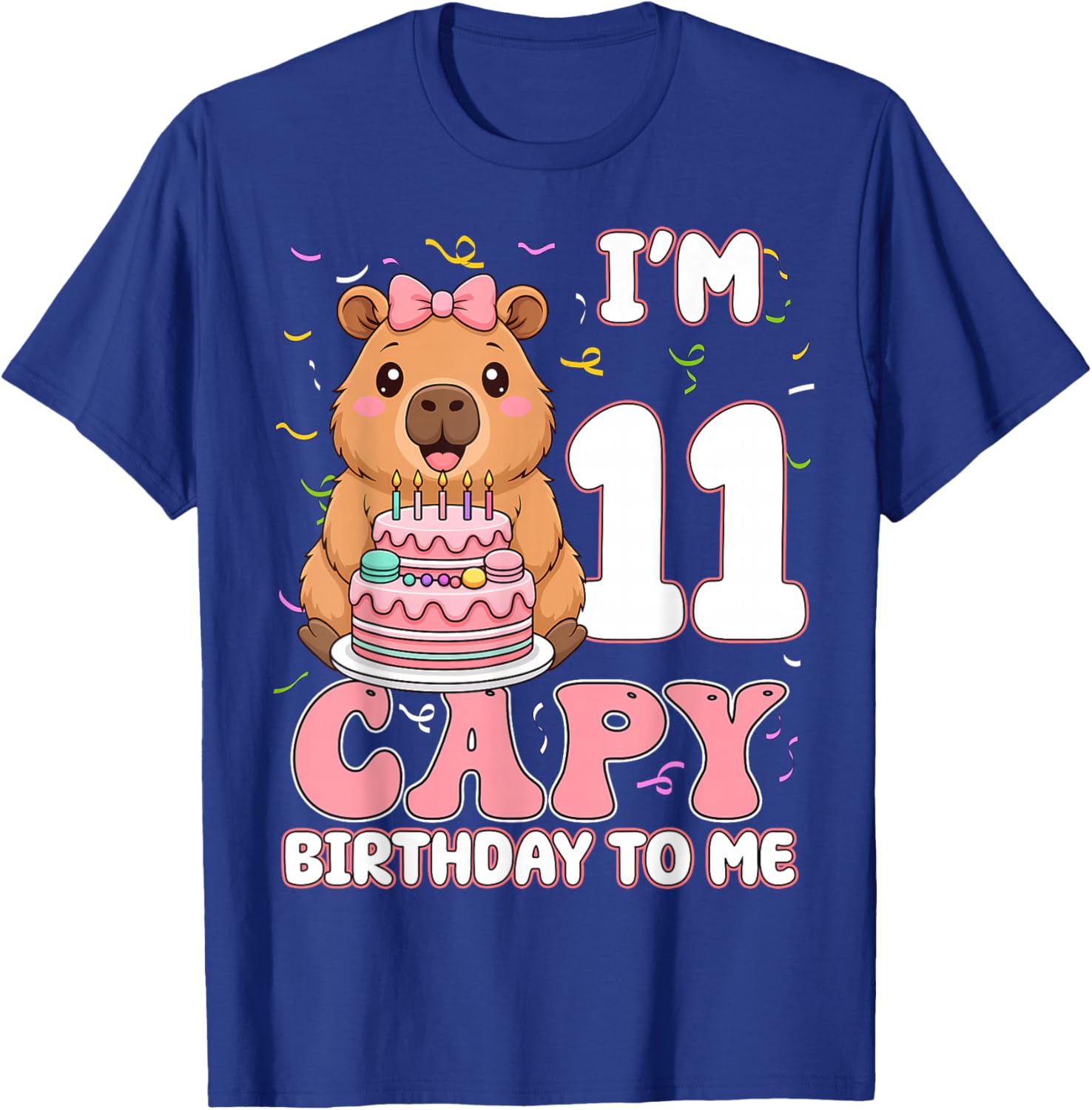 11 Years Old Capy Birthday to Me 11th Birthday Capybara Girl T-Shirt - T-Shirt | Royal